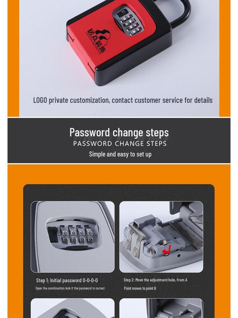 B&B Decor Wandmontierte Schlüsselbox mit Schloss & Haken - Kostenlose Montage