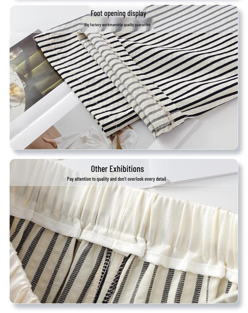 White Striped Wide Leg Women's Slimming Pants - New Summer 2025 Collection