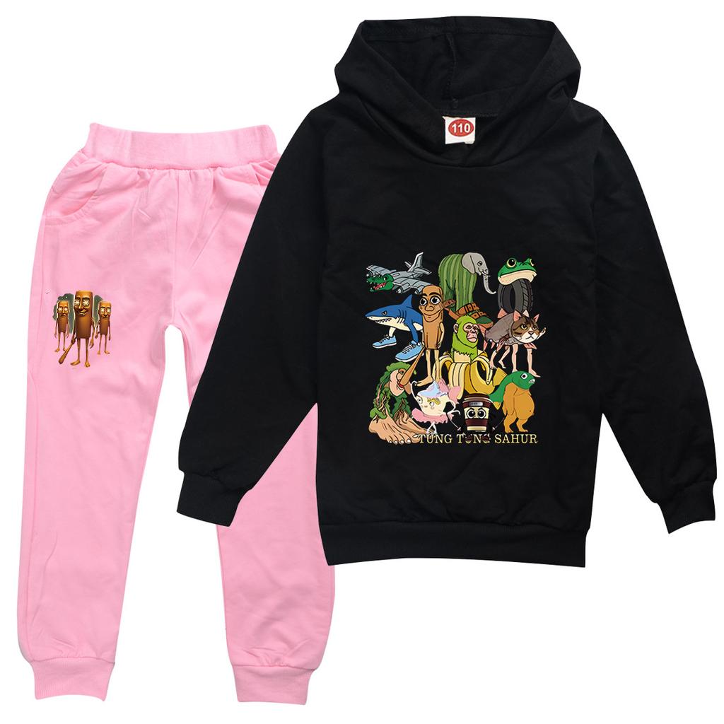 TZWYTralalero Tralala Hoodie Kinder Italienisches Gehirnfäule Kleidung Junioren Jungen Mädchen Kapuzenpullover Jacke Hose 2-teiliges Set Kinder-Sets