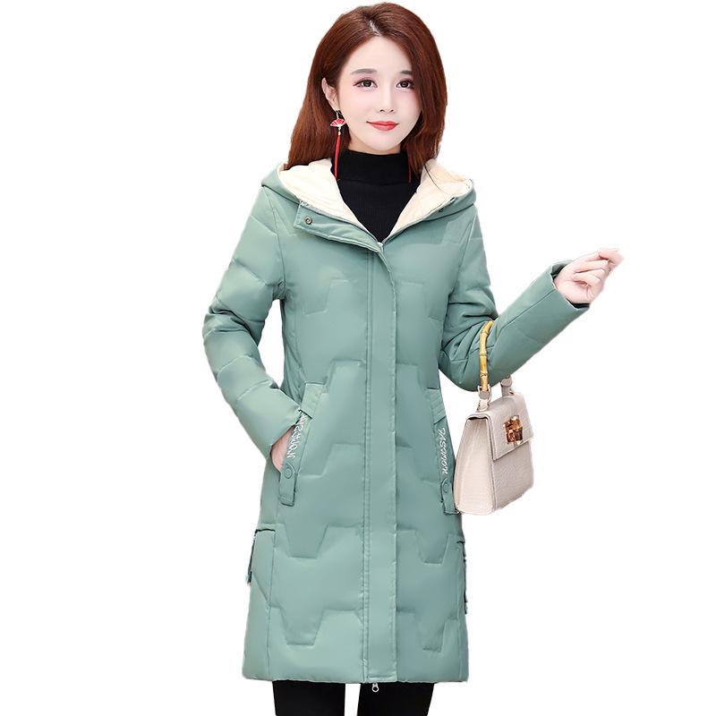 Women's Mid-Length Korean Style Down Jacket - Hooded, Thickened, Warm 90% White Duck Down Winter Coat