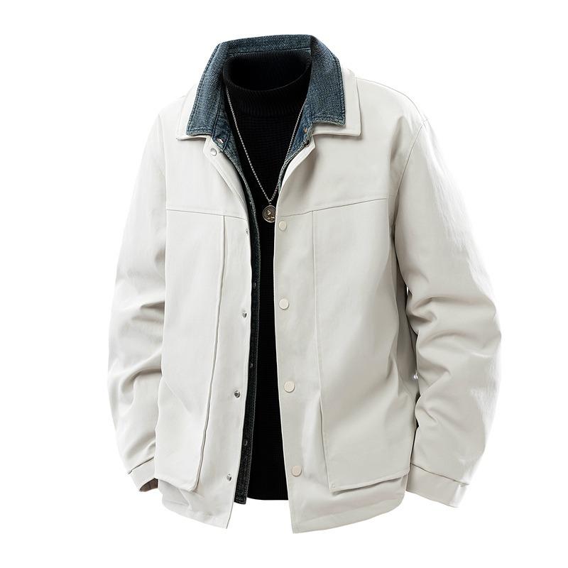% White Duck Down Fake Two-piece Down Jacket Men's Winter New Loose Lapel Casual Jacket Men's