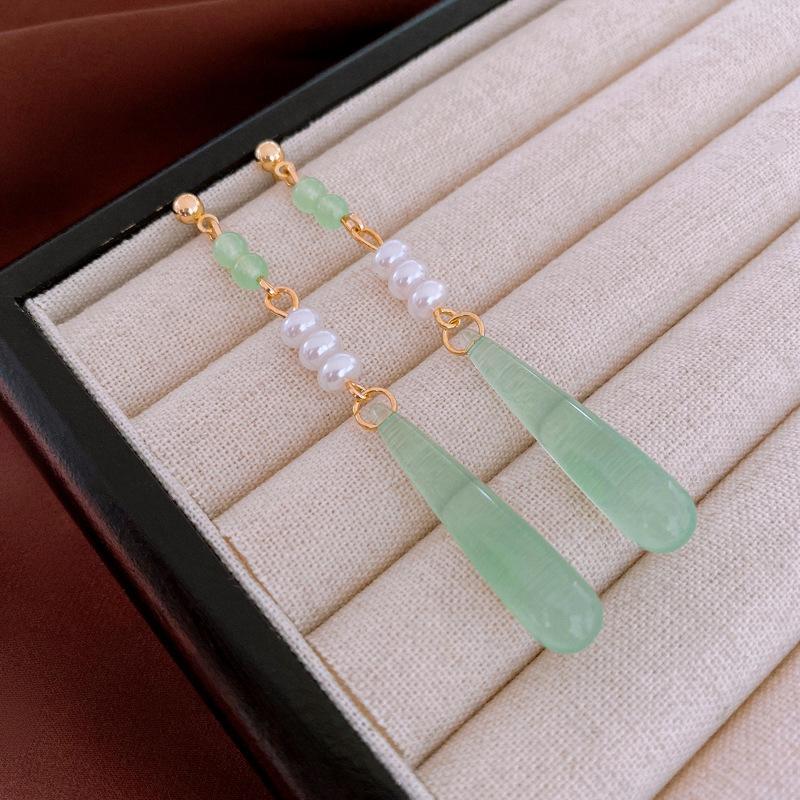 Boucles d'oreilles Guofeng Aiguille d'argent Zircon Franges Rétro Luxe Léger Haut de gamme Boucles d'oreilles Puces Niche Polyvalentes