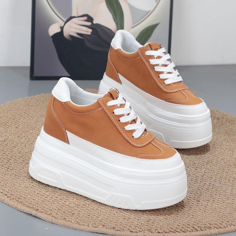 Fashion 10CM Synthetic Genuine Leather White Luxury Designer Sneaker Women Autumn Spring Cowboy Platform Wedge High Brand Shoes