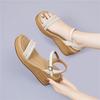 Dew finger square buckle beach shoes fashionable and durable simple high-end elegant sandals wedge heel small height increase single shoes