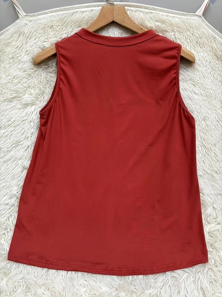 Plus Size Women's V-Neck Sleeveless Vest with Buttons & Pockets - Summer 0XL-5XL
