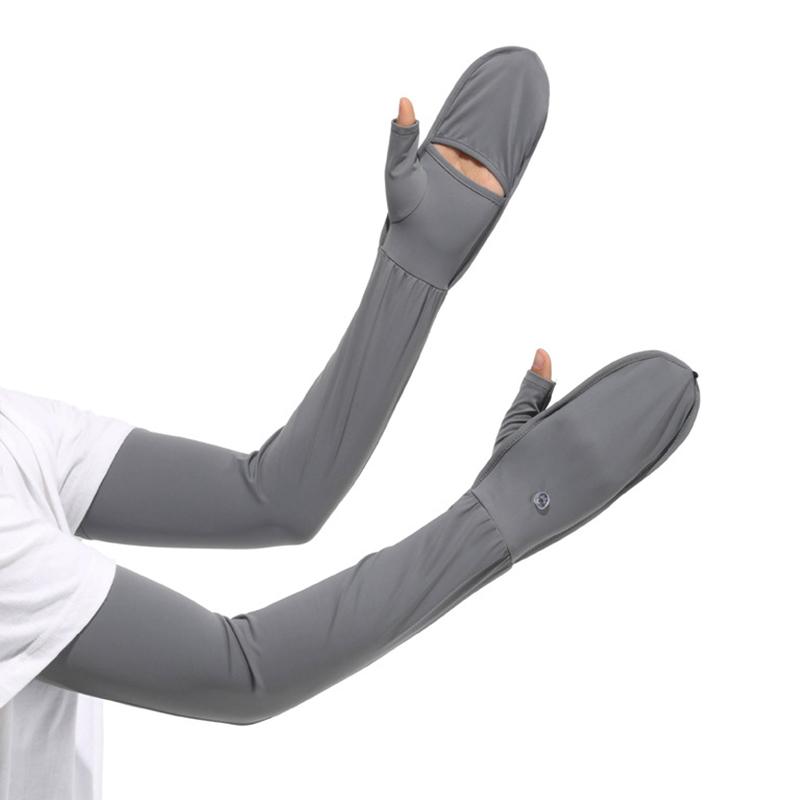 UV Protection Arm Sleeves for Women Mittens Cycling Palm-Cutout Cooling Ice Silk Driving Outdoor Travel Breathable Arm Covers