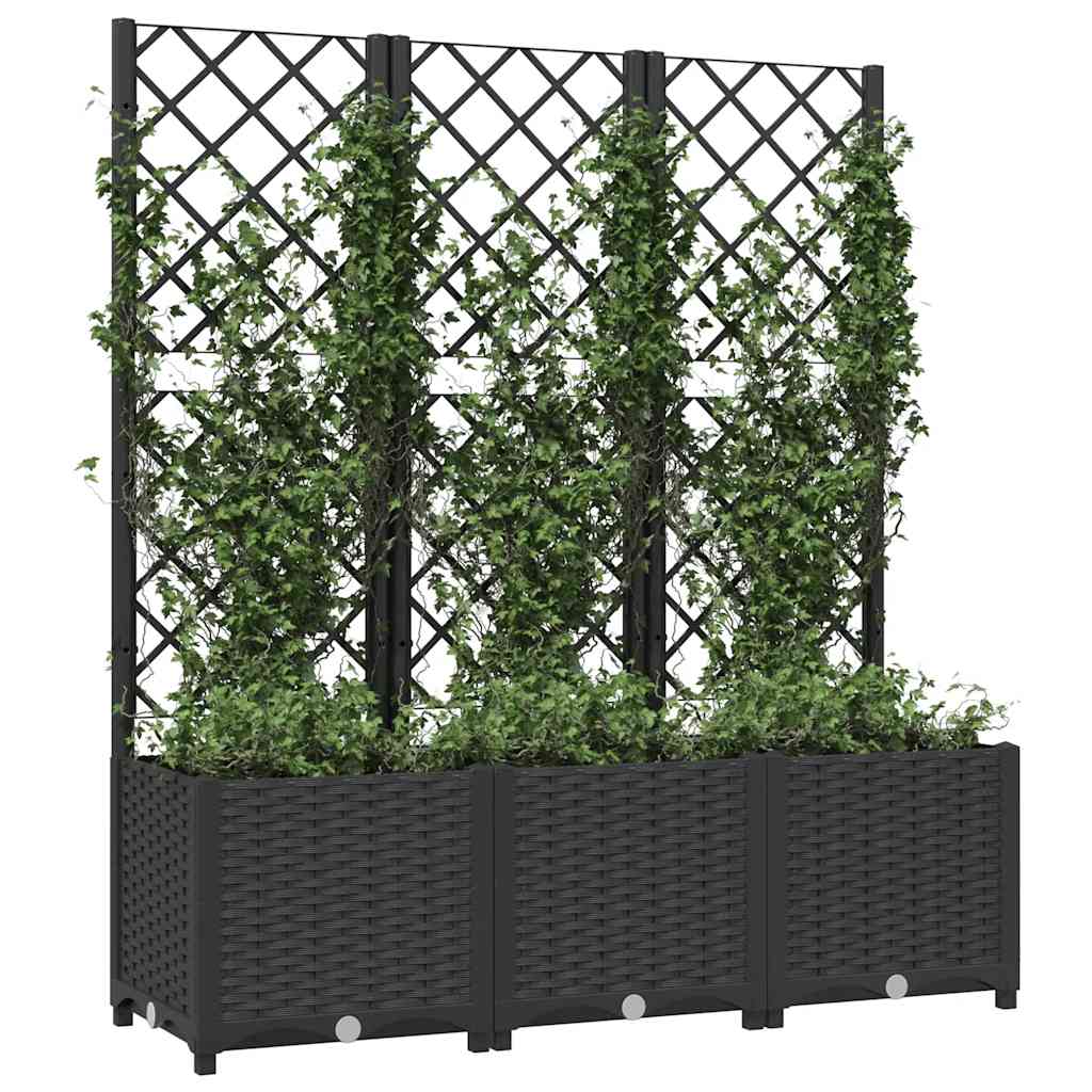 Vidaxl Garden Planter With Trellis, Black, 120X40X136 Cm, Pp