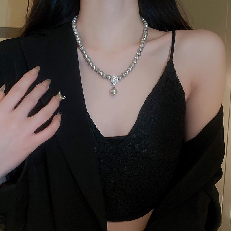 Colier cu pandantiv multistrat cu perle retro - Lanț elegant de lux ușor pentru claviculă pentru femei