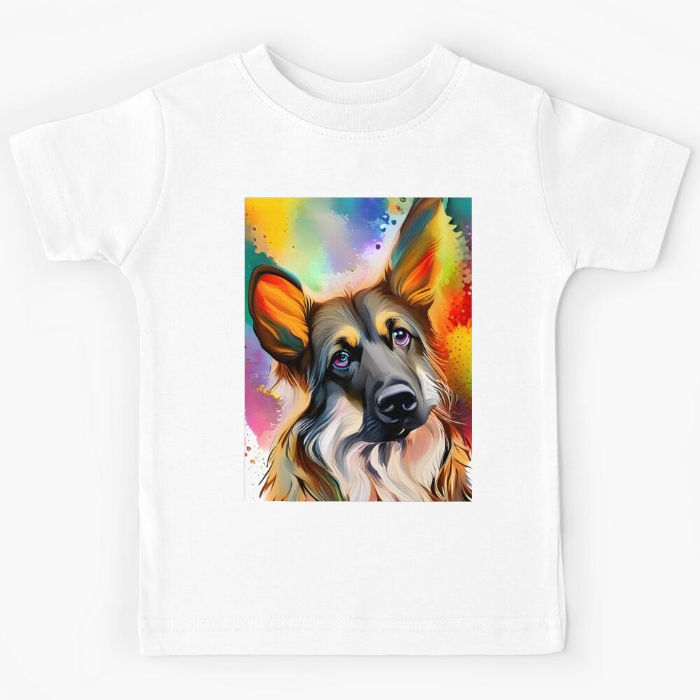 German Shepherd Splash Art Kids T-Shirt 140