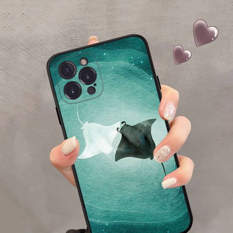 Manta Ray Phone Case Silicone Soft For Iphone 14 13 12 11 Pro Mini XS MAX 8 7 6 Plus X 2020 XR Shell