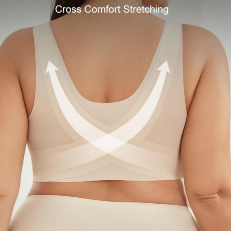 Large Size Thin Jelly Strip Vest Anti-sagging Front Buckle Large Chest Small Seamless Underwear Women's Back Bra