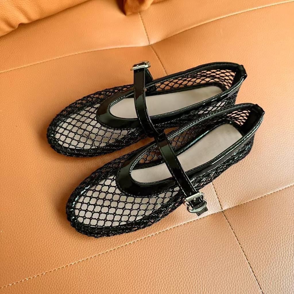 Ladies' Elegant Ballet Shoes - From Formal To Casual, with Cushioned Insoles and Non Slip Rubber Soles - Black Metal Eyelets Flat Shoes