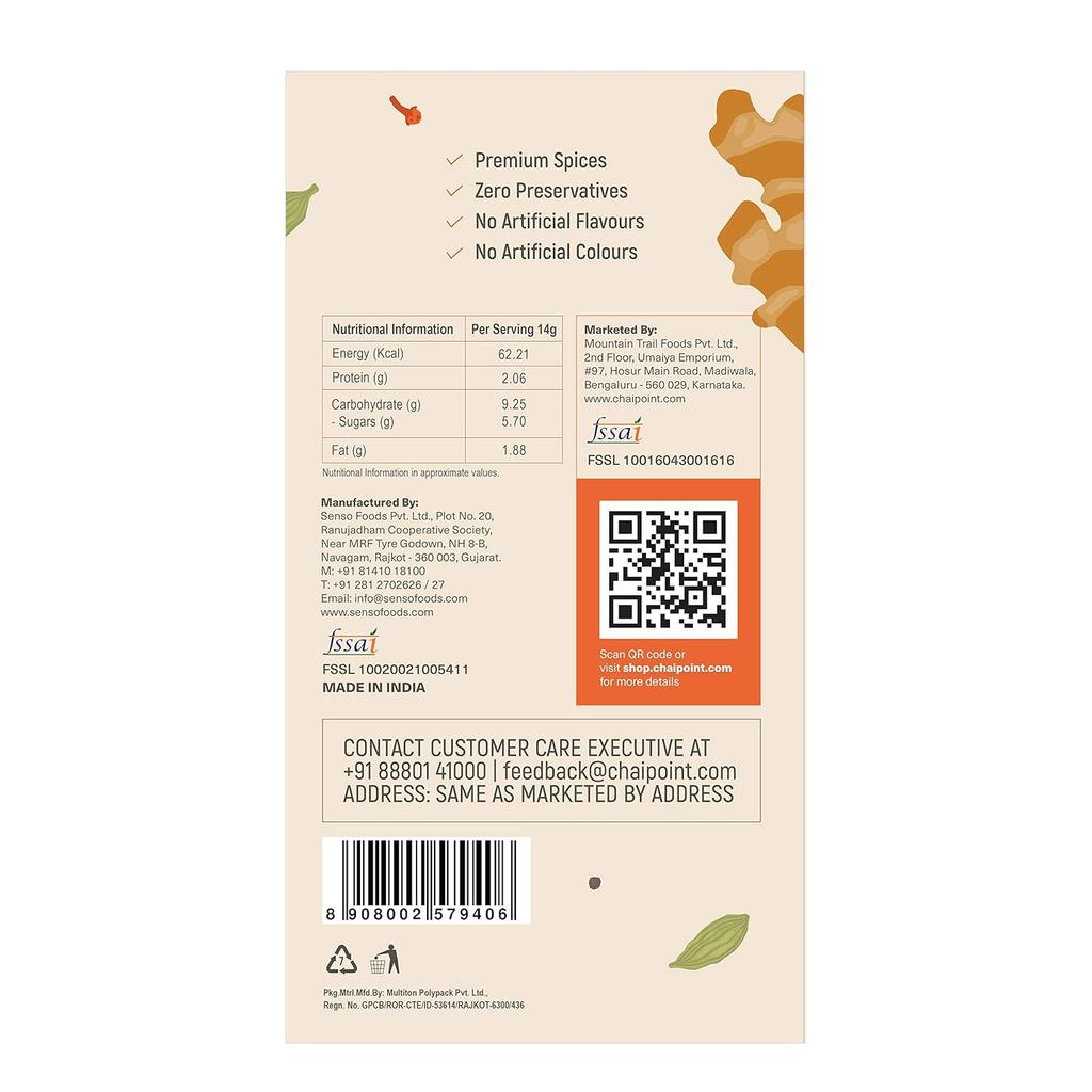 Chai Point Instant Masala Tea 10 Sachets | Authentic Masala Chai with Pure Indian Spices| Richly Flavored Instant Tea Premix