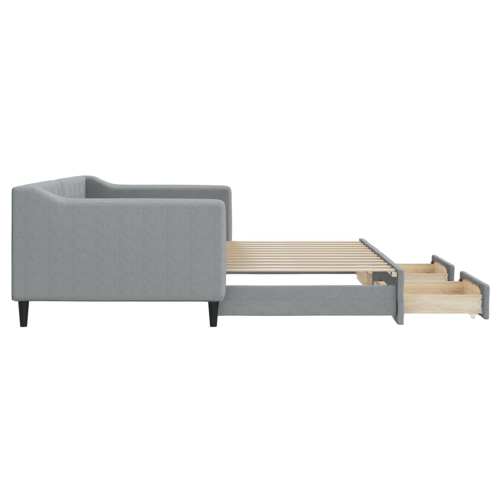 Vidaxl Sofa Rozsuwana Z Szufladami, Jasnoszara, 90X200 Cm, Tkanina