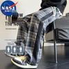 NASA MARVEL Men's Spring/Autumn Plaid Casual Straight-Leg Trousers