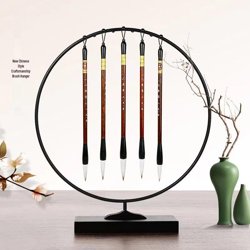 Tianyi Hall New Chinese Style Calligraphy Brush Holder - Creative Retro Iron Art Ornament Iron + Wood