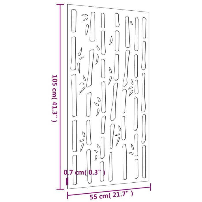 VidaXL Décoration murale jardin 105x55 cm acier corten design bambou 824481