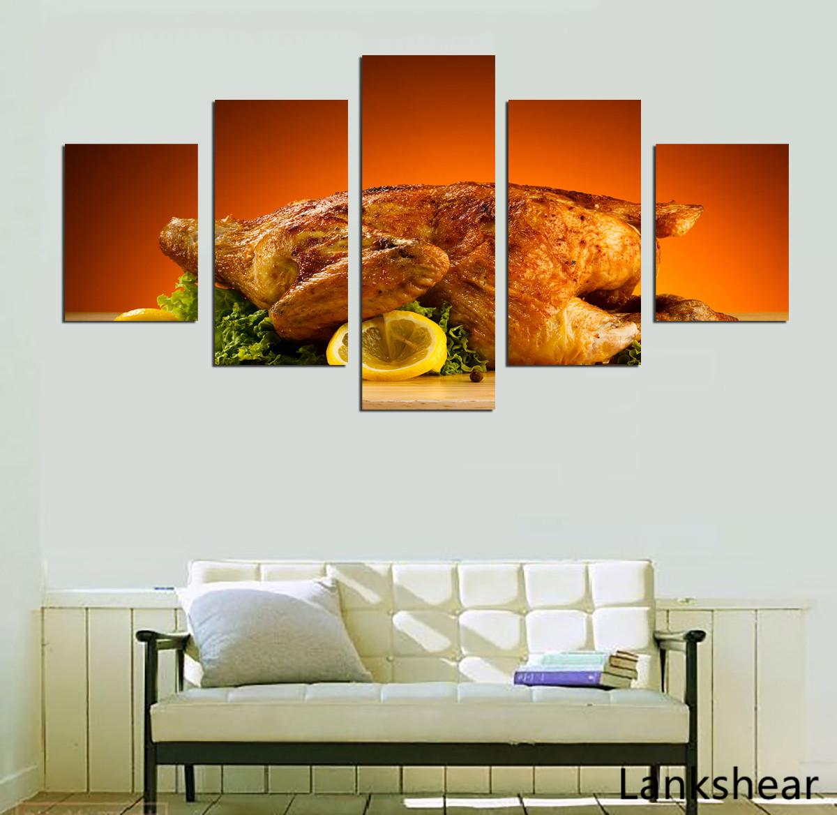 

Настенное искусство HD принты, украшение для дома, 5 шт., куриный холст, картина с едой, модульная картина для ресторана, картина, плакат и принт 20x35cm*2 20x45cm*2 20x55cm*1