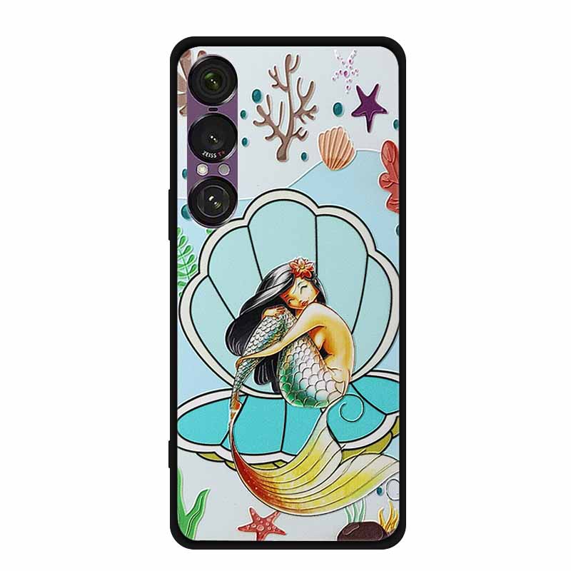 3D Emboss Case For Sony Xperia 1 VII 5G Case Flowers TPU Soft Silicone Back Cover For Sony Xperia 1 VII 2025 Phone Case XQ-FS54