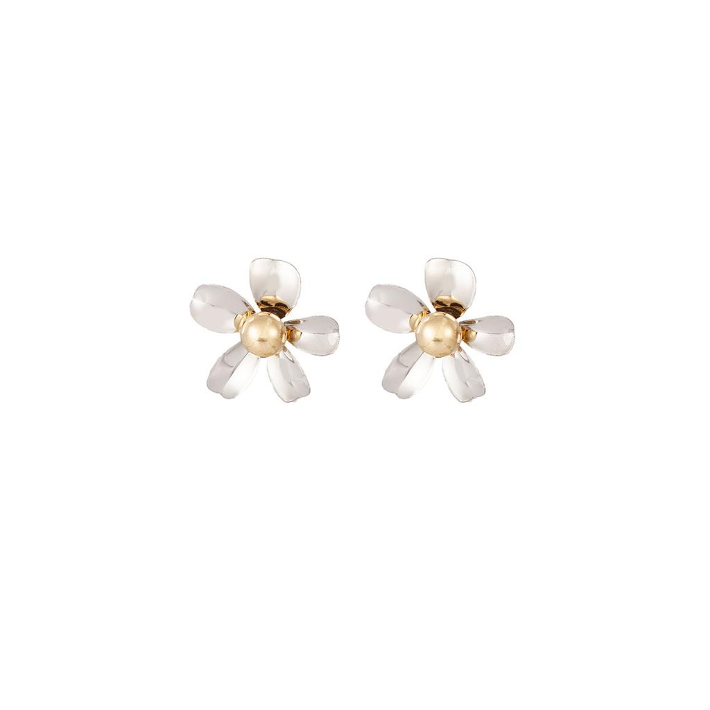 Premium Glossy Metal Flower Earrings Heavy Industry Light Luxury Niche Unique Earrings Personalized Fashion Earrings