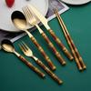 Food Cutlery Mirror Process Imitation Bamboo Tableware Stainless Steel Hotel Western Cuisine Cutlery Spoon for Dining Room