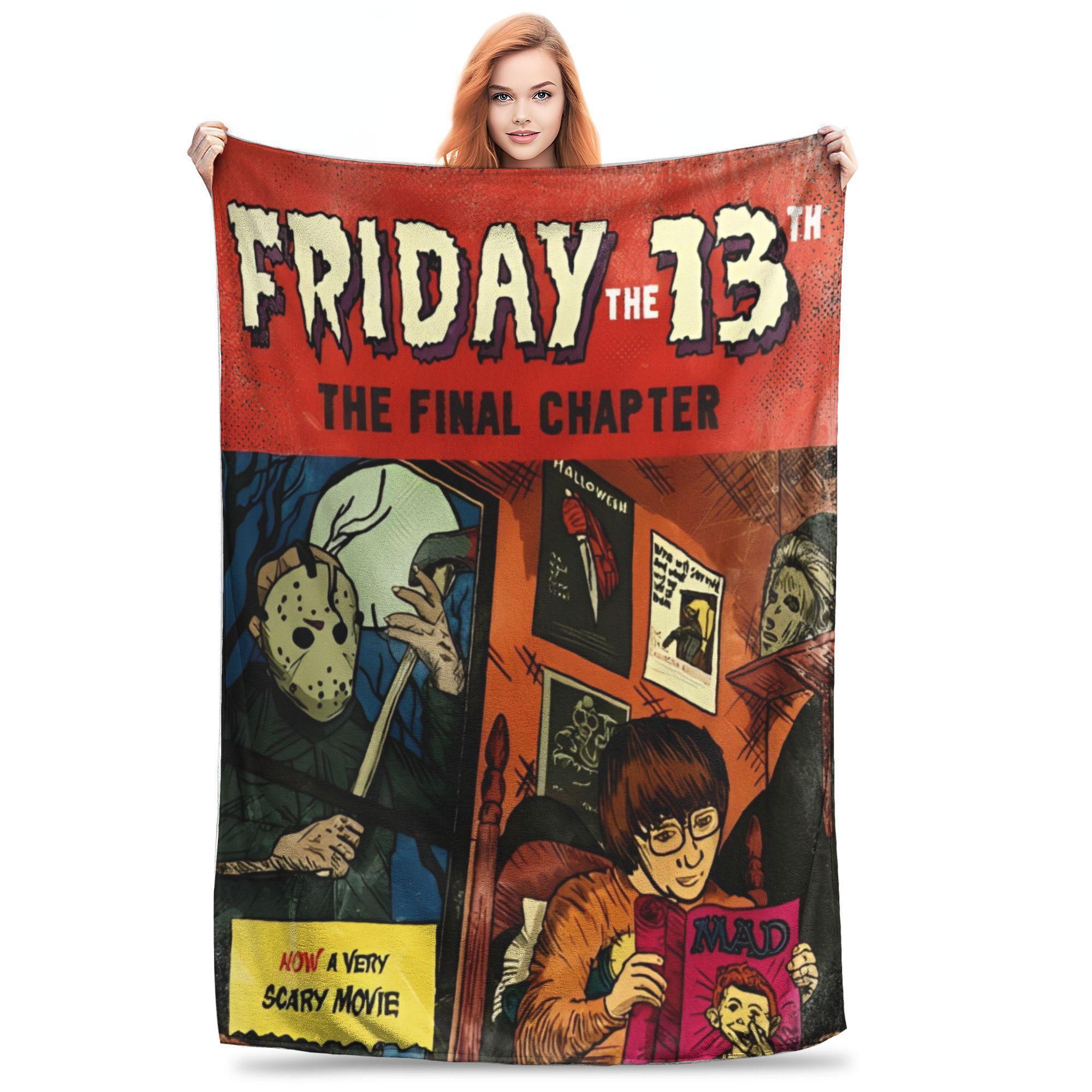 

Супермягкий плед-накидка с фильмом «Пятница 13-е» на Хэллоуин, флисовый, легкий, одеяло для кровати с Джейсоном Вурхизом, теплый, плюшевый 30x40in