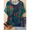 Summer Womens Retro 3D Printed Color Striped T-shirt Pattern Loose Comfortable Breathable Large Size Fashion O-neck T-shirt