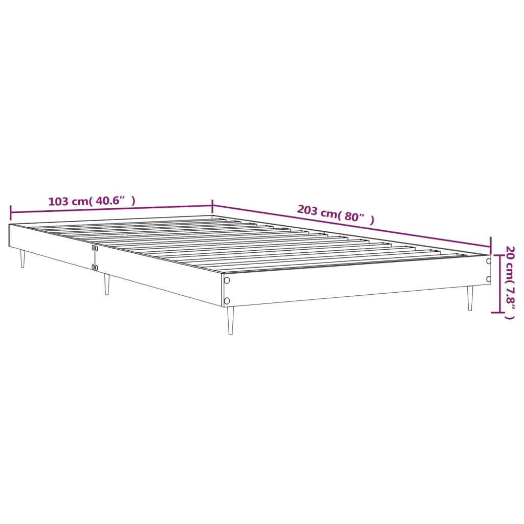 Bed Frame Without Mattress Sonoma Oak Finish 100 X 200 Cm Engineered Wood