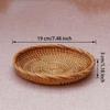 Natural Rattan Fruit Basket Round Shallow Tray for Home Decor Coffee Table Dining Table and Snack Organization