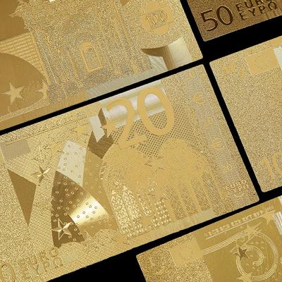 Billetes de euro de lámina de oro de 24 quilates, juego completo de 7 piezas, colección de billetes, decoración, regalo de recuerdo, euro creativo a prueba de agua