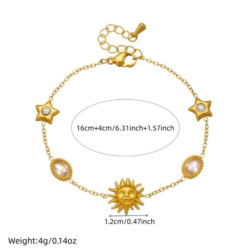 Sun Star Gold Jewelry Set Zircon Necklace Earrings Bracelet