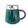 New Creative Mirror Cup, Mirror Cover Office Handle Ceramic Water Cup Activity Gift Mug with Lid