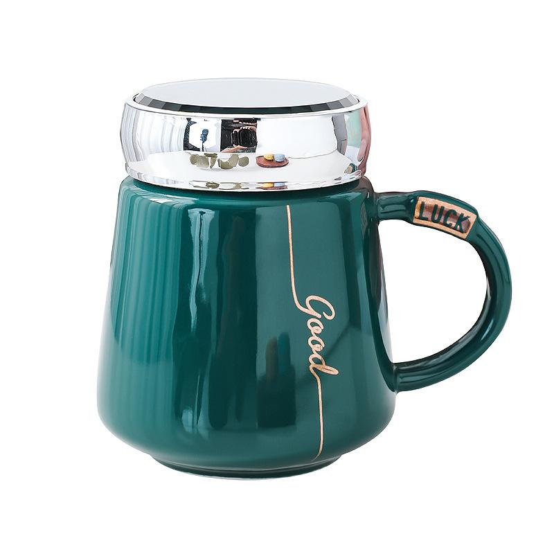 New Creative Mirror Cup, Mirror Cover Office Handle Ceramic Water Cup Activity Gift Mug with Lid