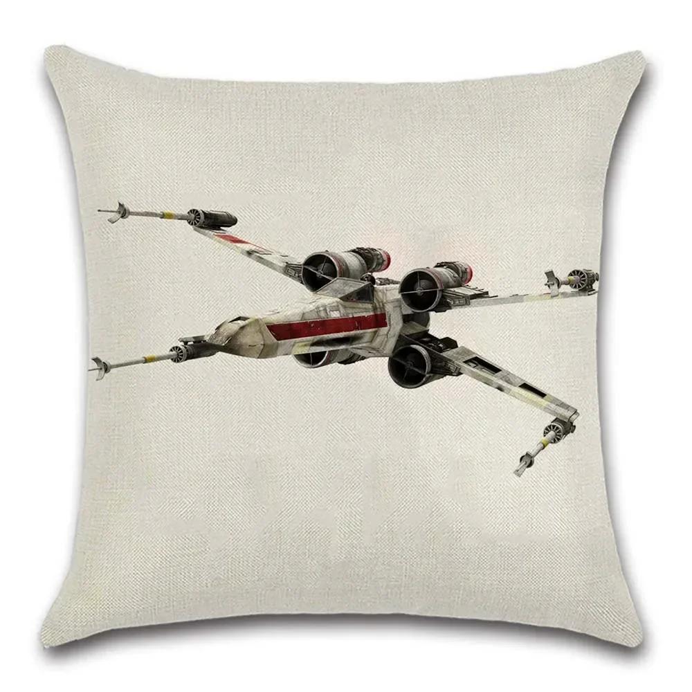 Star Plane Fighter Beige Linen Cushion Cover Decorative Home Sofa Car Chair Seat Friend Room Office Kids Gift Pillowcase,(12)