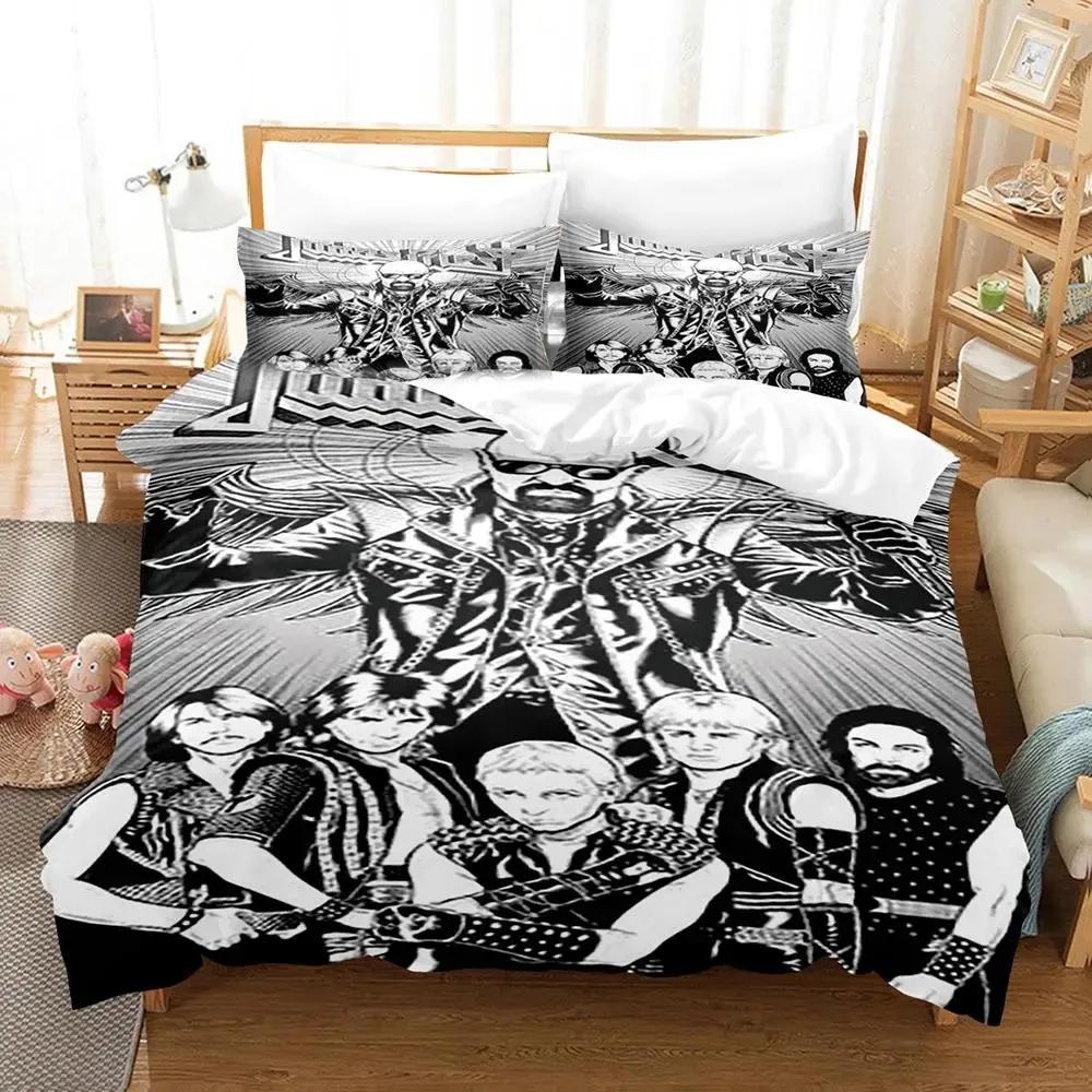 3D Print Judas Priest Beding Set Soft Duvet Cover Bed Linen Set Comfortable Quilt Cover Pilowcase Warm Comforter King Quen Sized Dimensions Young Boys