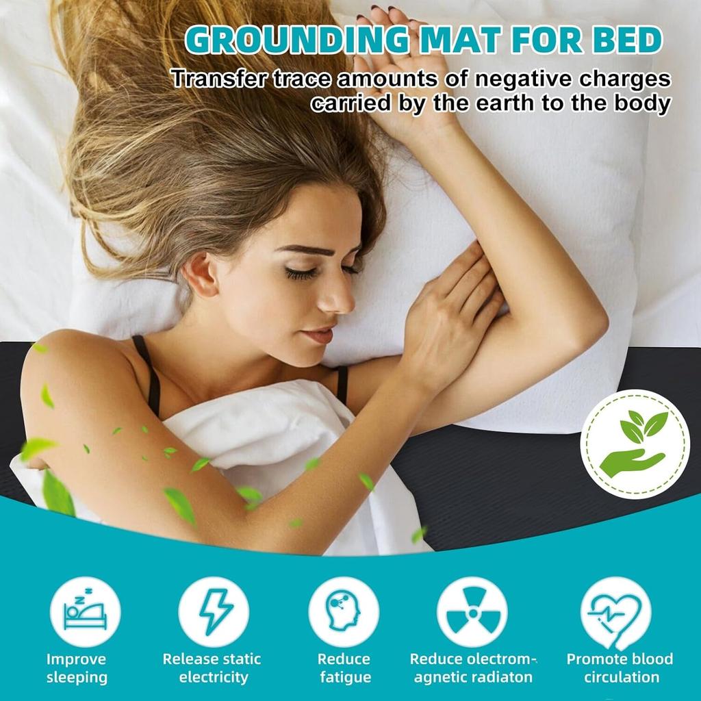 Earthing Grounding Mat for Bed King Queen Sizes Anti Slip Pad with Grounding Cord Support Better Sleep and Comfortable Daily Rest