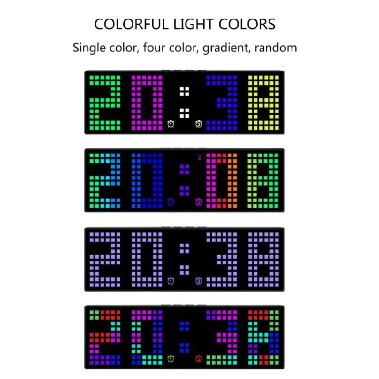Colorful Display LED Alarm Clock Electronic Digital Clock Voice Control 12/24H 2 Alarms Countdown Wall Table Desk Clock