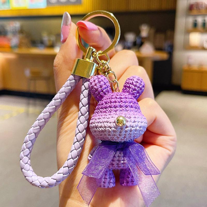 Süßer Kaninchen Schlüsselanhänger Cartoon Farbverlauf Harz Wolle Mode Puppe Paar Tasche Anhänger Schlüsselanhänger Geschenk Für