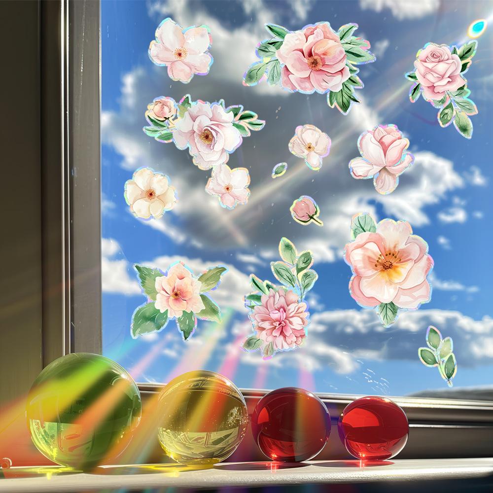 Creative Peony DIY Glass Doors Windows Balcony Beautification and Decoration Anti-static Window Stickers