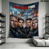 Chicago Fire Wall Tapestry Aesthetic Wall Hanging Printed Fabric Blanket Decorative Tapestries for Bedroom Living Room Home Decor