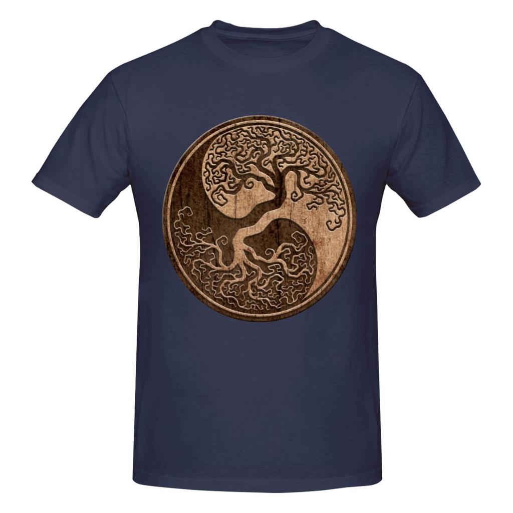 Unisex Tree Of Life Yin Yang Spiritual Natural Balance T Shirt Streetwear Oversized Cotton Crewneck Custom Sleeve Unisex Tshirt