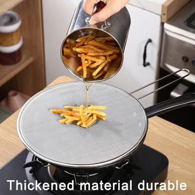 Splatter Screen for Frying Pan Splatter Guard Mesh Stainless Steel Grease Guard Shield Cooking Oil Spill Prevention Tool