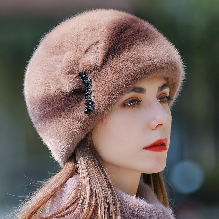 Mink Hat Women's Winter New Fashion Mink Hair Whole Mink Fashion Northeast Mink Skin Hat Warm Fur Hat in Winter