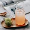 Glass Water Bottle with Glass Cup Bedside Carafe Night Water Carafe with Tumbler Glasses Flask Drinkware Pot for Milk Tea