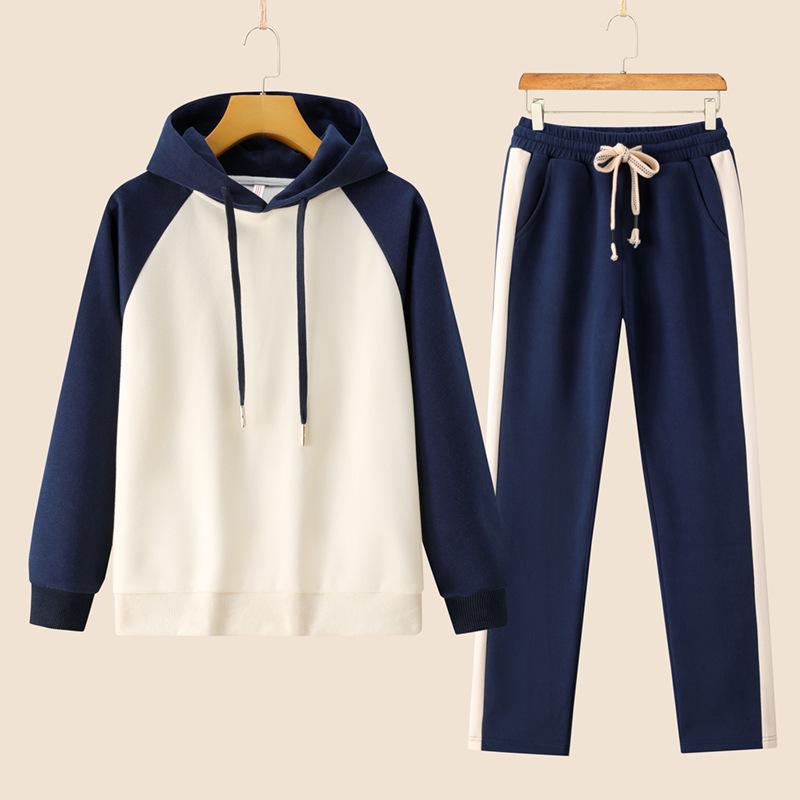 Women's Trendy Casual Suit: 2025 Spring/Autumn Fitness Sportswear with Hooded Sweatshirt & Long Pants.