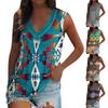 Womens V Neck Tank Tops Soft Retro Geometric Graphic Tribal Ethnic Sleeveless