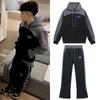 SynaWord Unisex Patchwork Hoodie & Sweatpants Set - Trendy Embroidered Color Block Casual Wear
