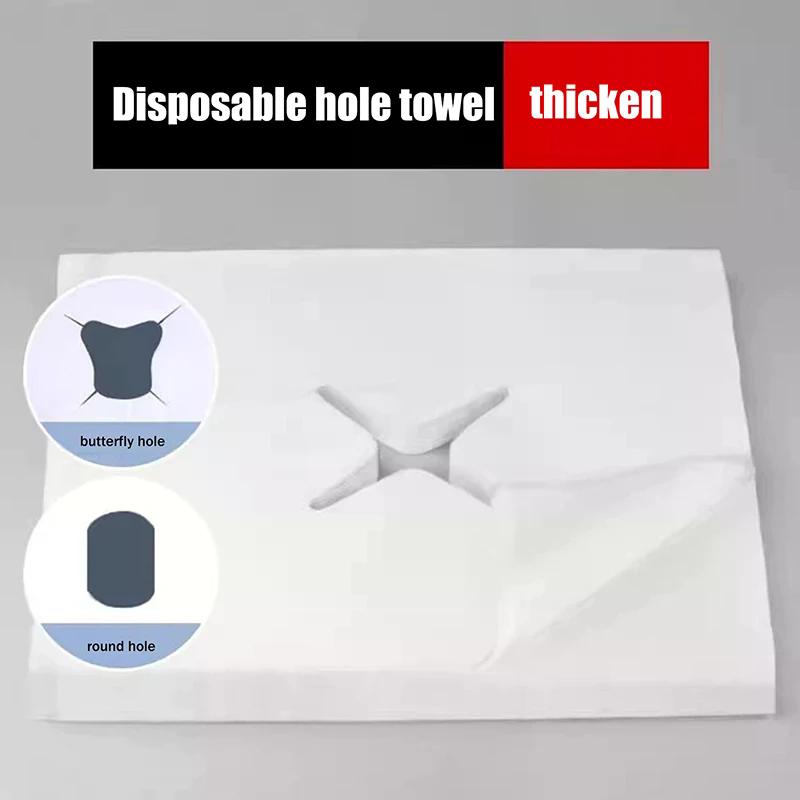 100pcs Disposable Beauty Salon Face Towel With Hole For Face Lying Pillow Massage Bed Hole Cross Lightweight Breathable Face