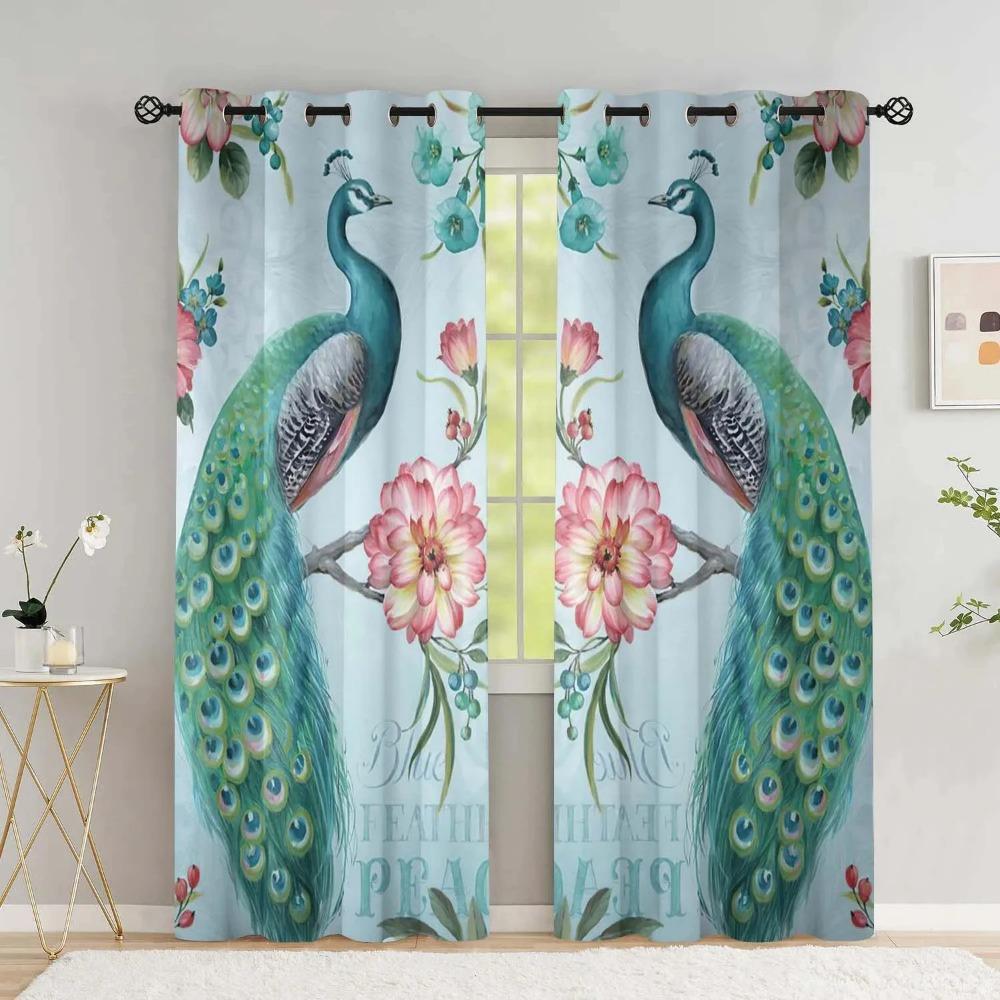 Peacock Flower Thick Curtains for The Bedroom Animal Drapes In Living Room Curtin for Window Home Decor High Shading New Drape