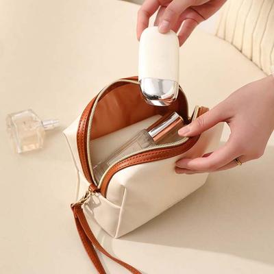 Simple Wallet PU Makeup Bag Large Capacity Toiletry Organizer Wash Bag Multi-functional 3D Make Up Pouch Bag Girls